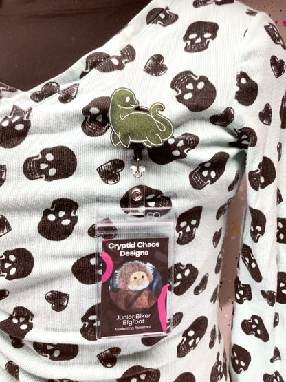 Green Loch Ness Monster Retractable Badge Reel