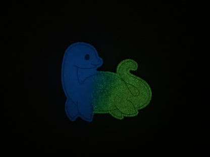 Small Loch Ness Monster Blue Yellow Magnet Glow in the Dark