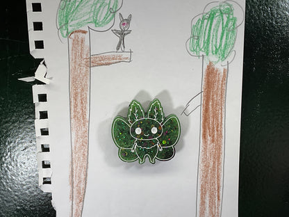 Small Green Glitter Mothman Magnet
