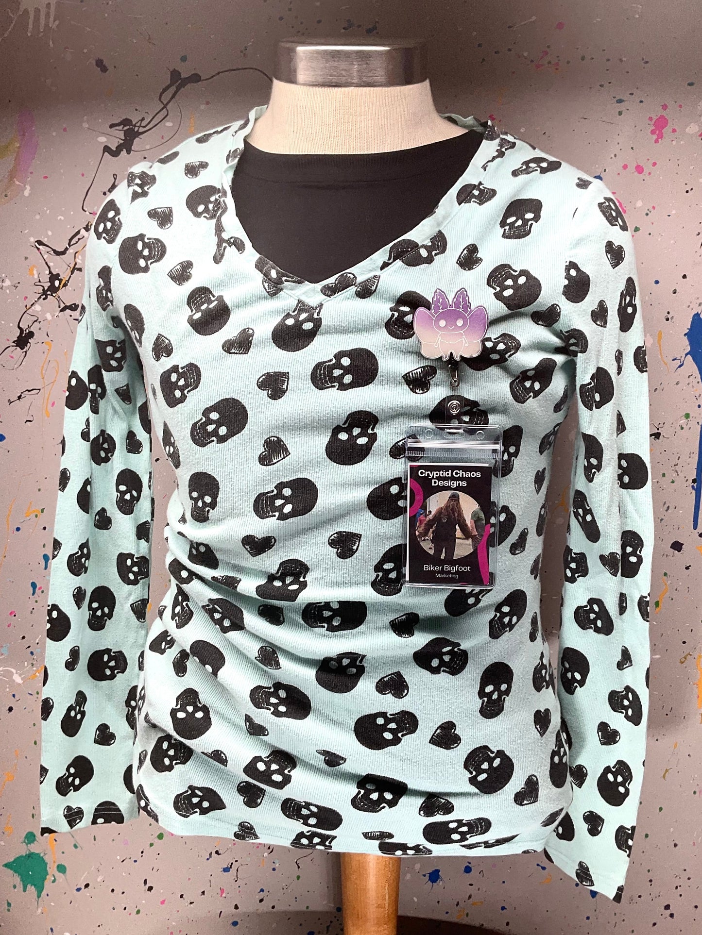 Purple & White Mothman Retractable Badge Reel - Glow in the Dark