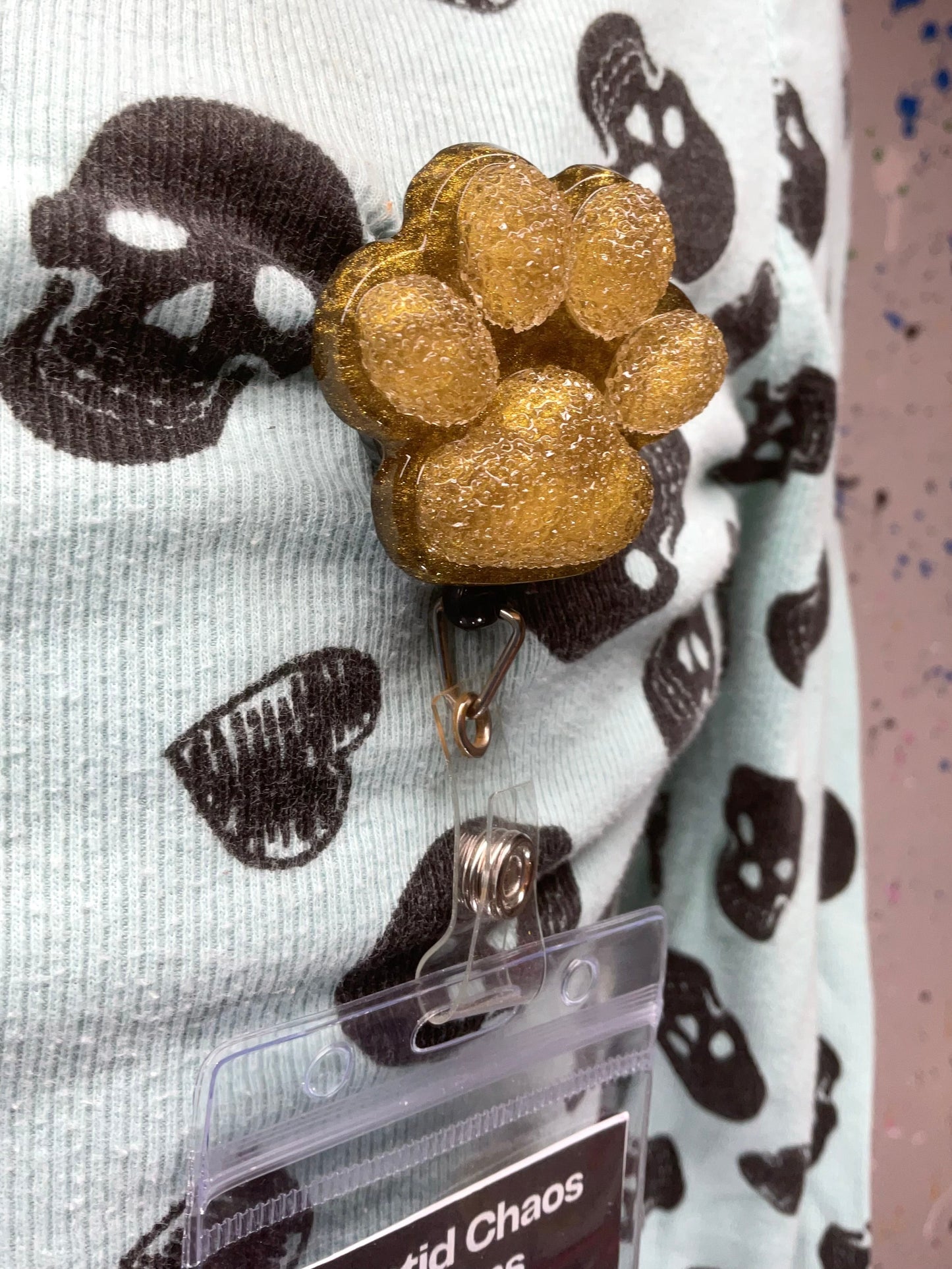 Yellow 3D Paw Print Badge Reel