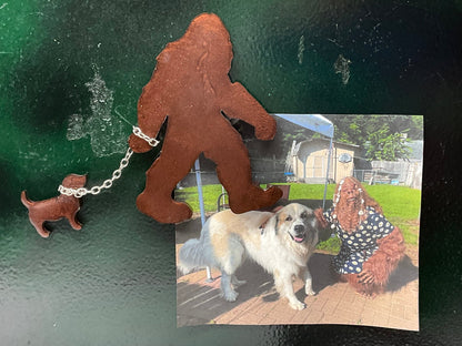 Large Bigfoot Walking Dog Magnet - Puppy with Thick Chain