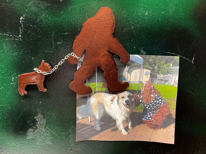 Large Bigfoot Walking Dog Magnet - French Bulldog Thick Chain