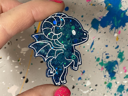 Small Glittery Blue Jersey Devil Magnet