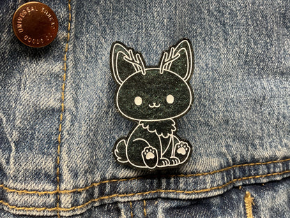 Black and Green Jackalope Pin