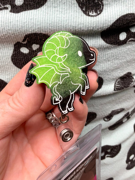 Green & Black Jersey Devil Retractable Badge Reel-Glow In The Dark