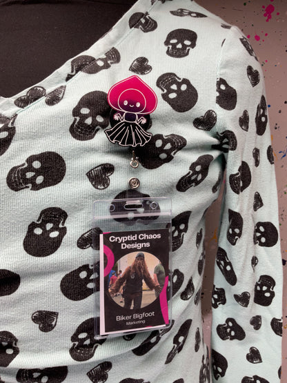 Black & Pink Flatwoods Monster Retractable Badge Reel - Glow in the Dark