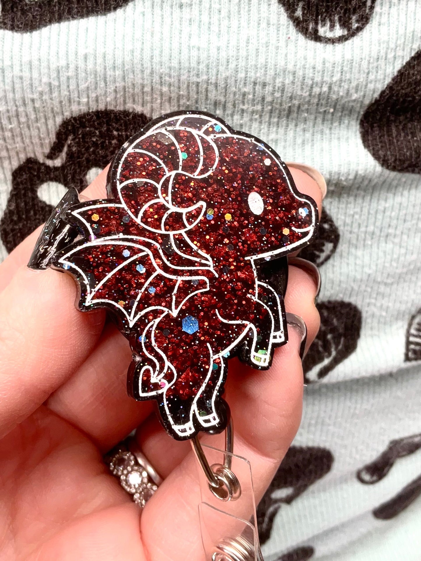 Red & Black Jersey Devil Retractable Badge Reel