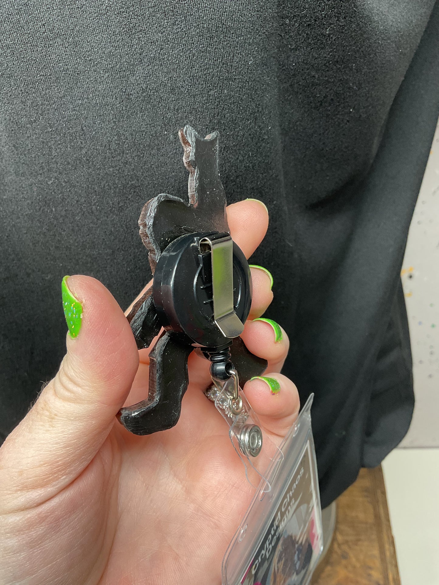 Brown Bigfoot Rock Hand Retractable Badge Reel