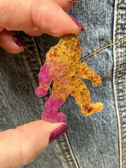 Gold & Pink Bigfoot Pin