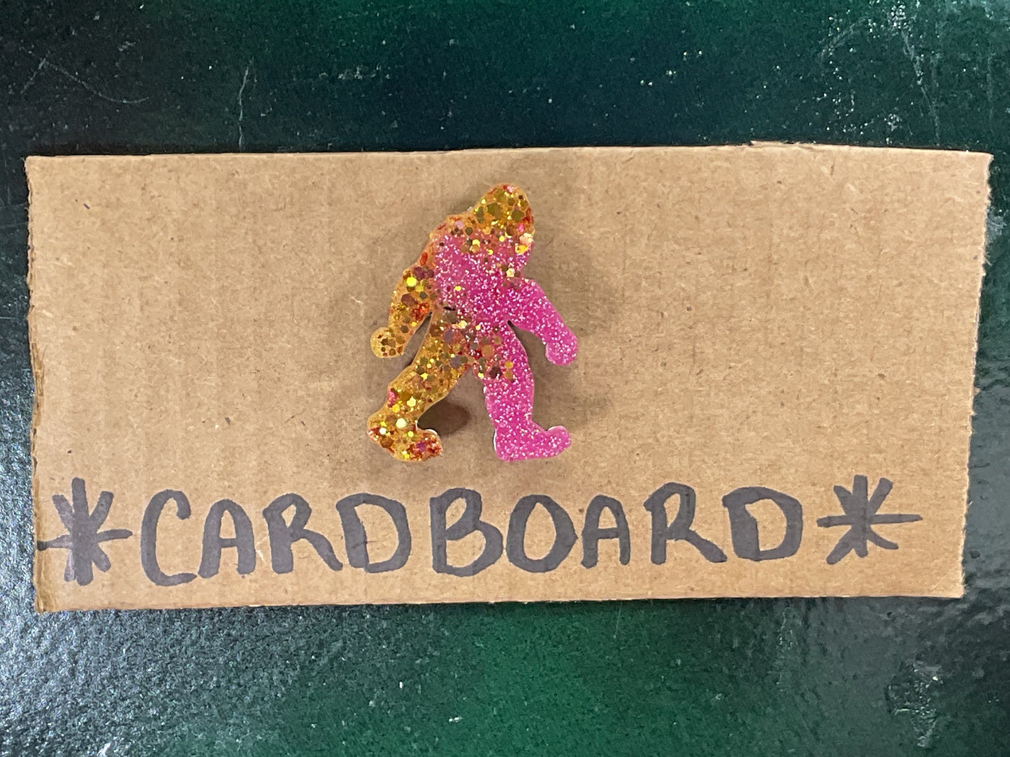 Small Pink & Gold Bigfoot Magnet
