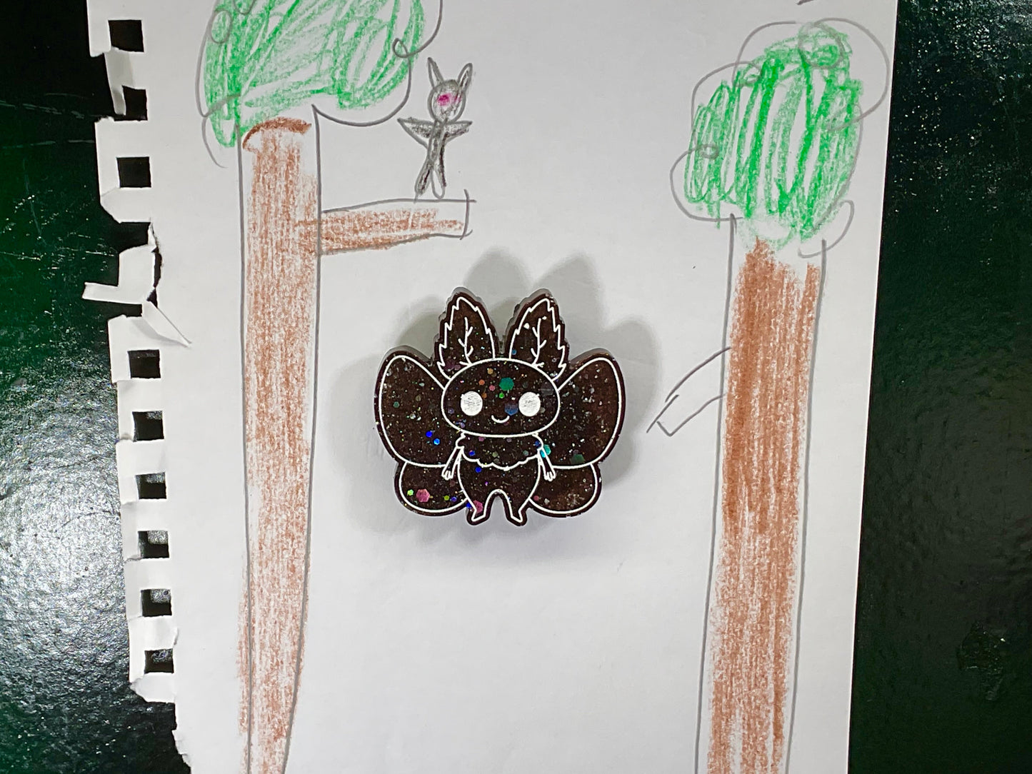 Small Brown Holographic Glitter Mothman Magnet