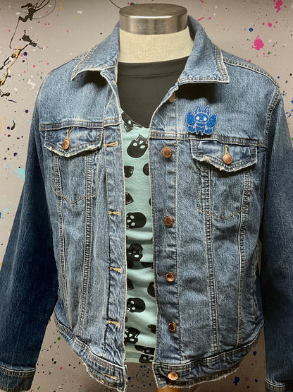 Blue Glitter Mothman Pin