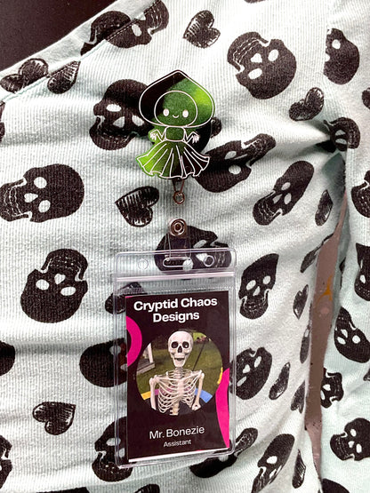 Black & Green Flatwoods Monster Retractable Badge Reel - Glow in the Dark