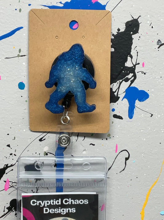 Blue Glitter Bigfoot Retractable Badge Reel
