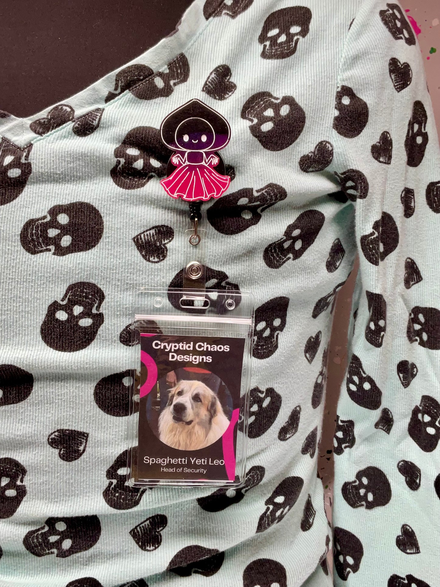 Black & Pink Flatwoods Monster Retractable Badge Reel - Glow in the Dark