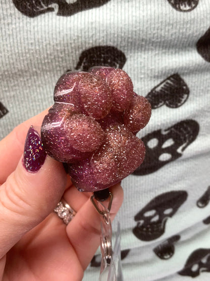 Purple 3D Paw Print Badge Reel