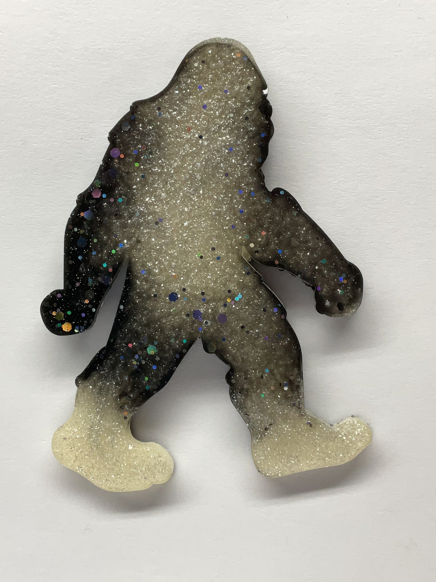 Large Black & White Glitter Bigfoot Magnet - 5 Inches Tall