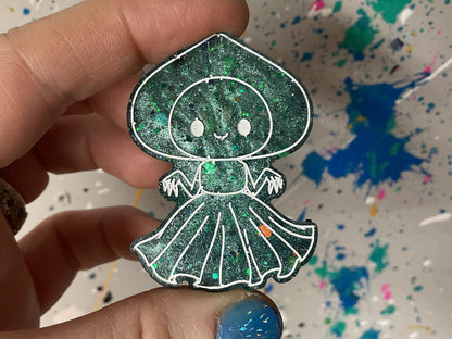 Small Flatwoods Monster Green Glitter Magnet