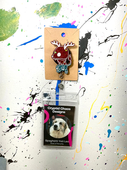 Red & Blue Glitter Wendigo Retractable Badge Reel