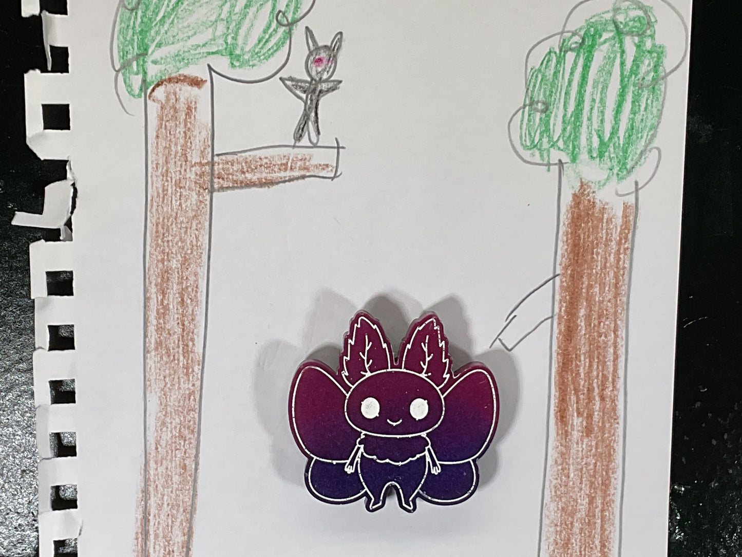 Small Purple Mothman Magnet  Glow in the Dark