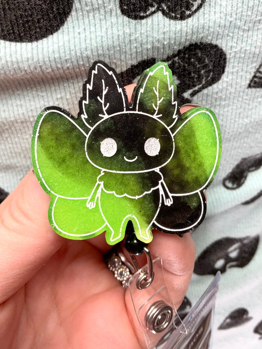 Green & Black Mothman Retractable Badge Reel - Glow in the Dark