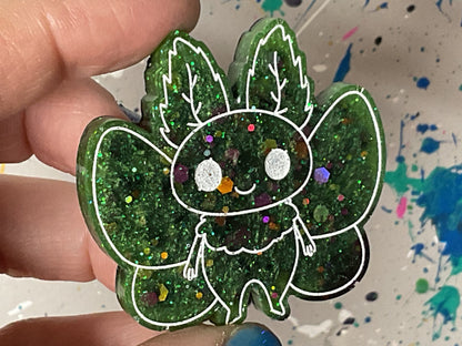 Small Green Glitter Mothman Magnet