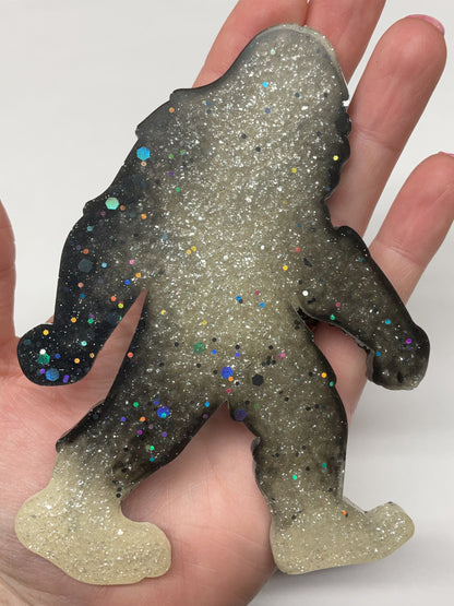 Large Black & White Glitter Bigfoot Magnet - 5 Inches Tall