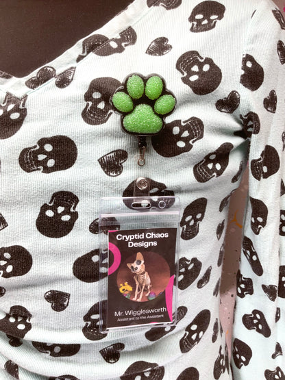 Glow In The Dark 3D Paw Print Badge Reel