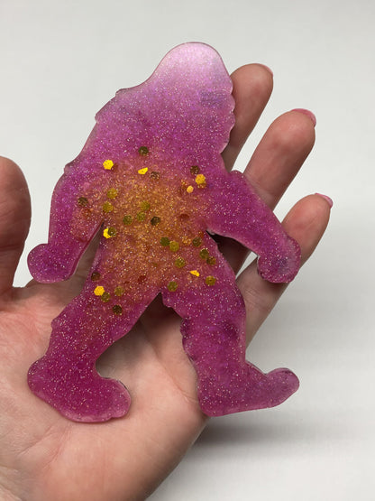 Large Pink & Gold Bigfoot Magnet - 5 Inches Tall