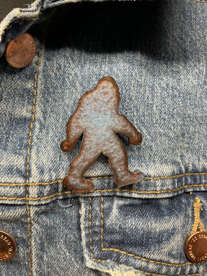 Blue Brown Bigfoot Pin