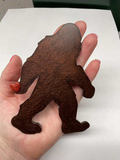 Large Bigfoot Magnet with Heart - 5 Inches Tall