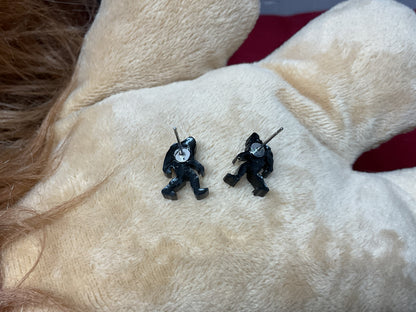 Black Bigfoot Stud Earrings Hypoallergenic