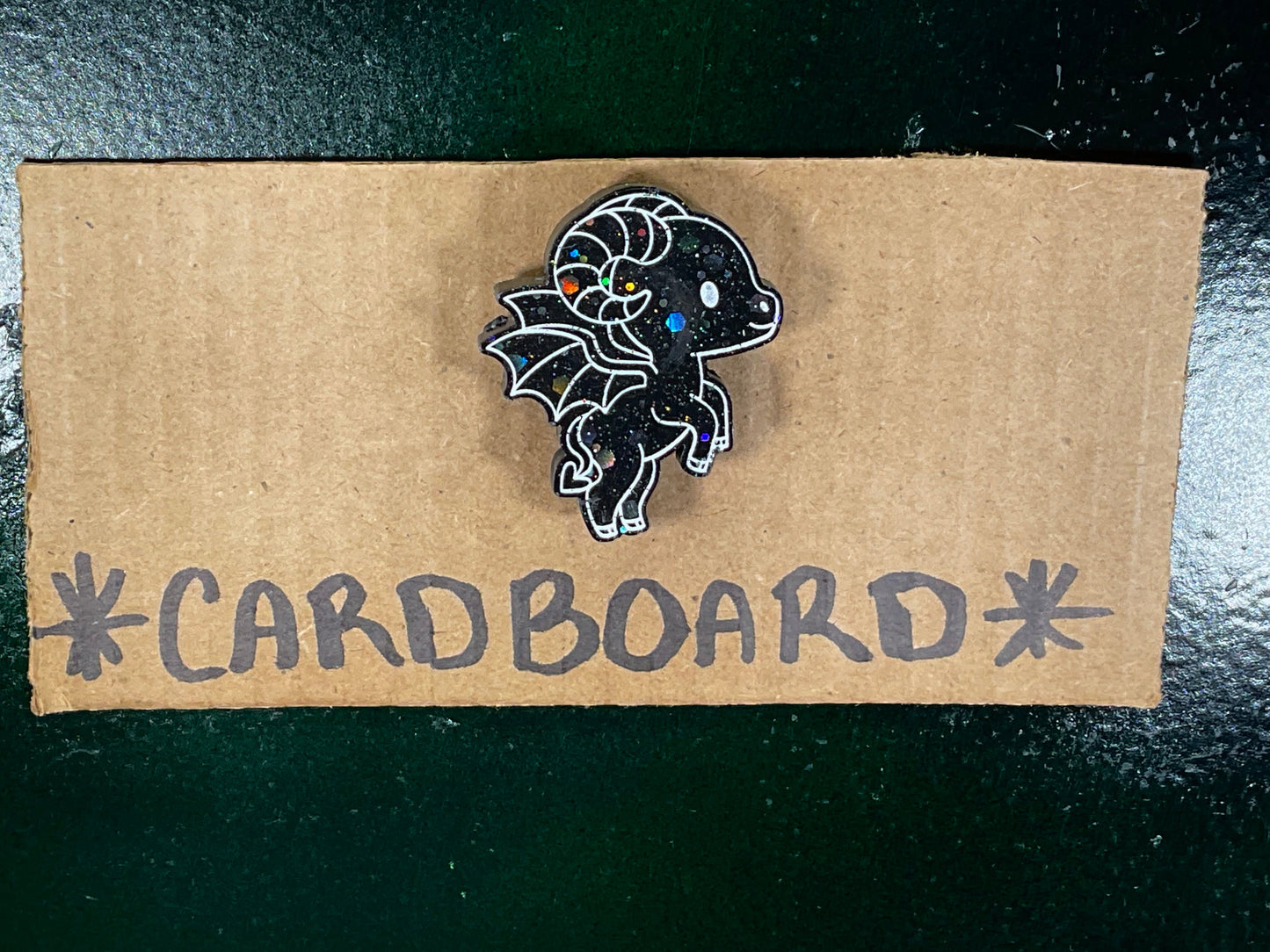 Small Black & Holographic Glitter Jersey Devil Magnet