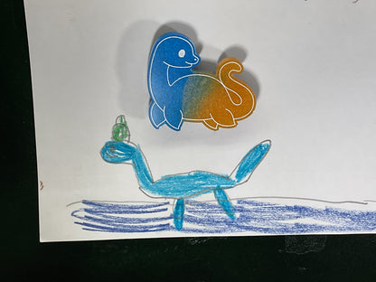Small Loch Ness Monster Blue Yellow Magnet Glow in the Dark