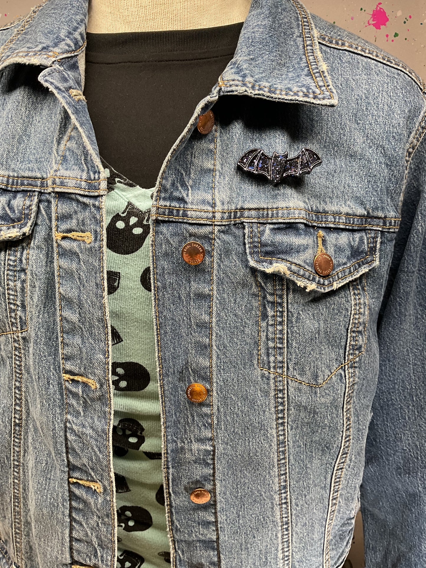 Black Holographic Bat Pin