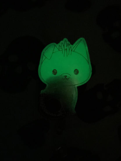 Green & Black Chupacabra Retractable Badge Reel-Glow In The Dark