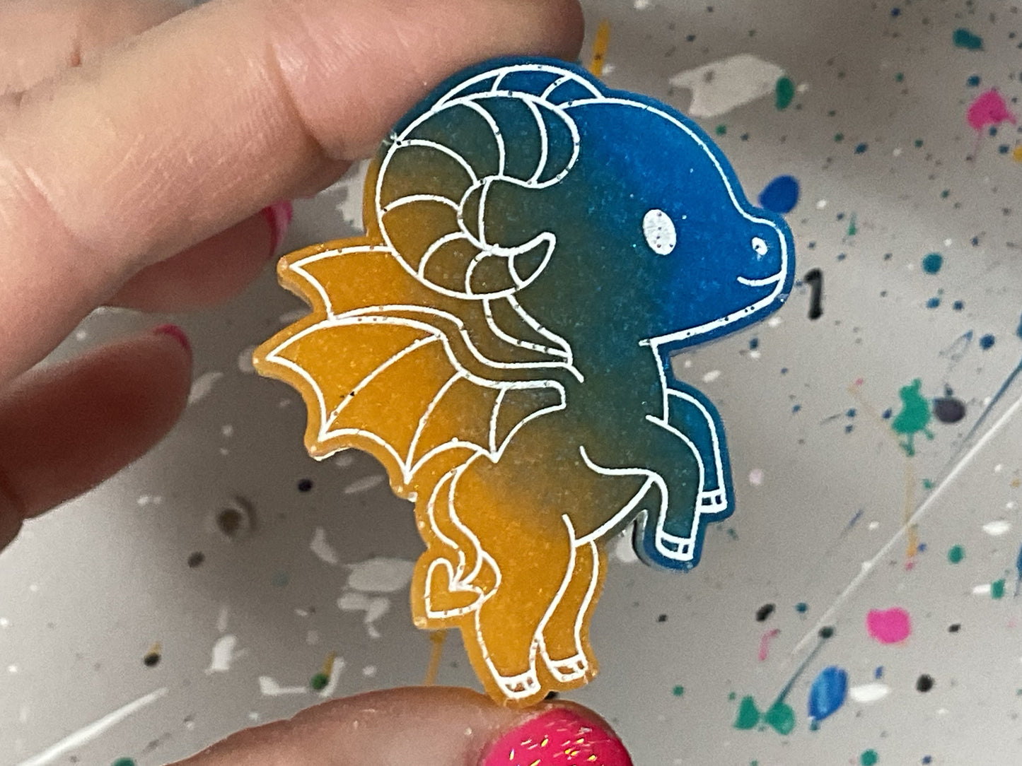 Small Glow in the Dark Jersey Devil Magnet Blue and Yellow