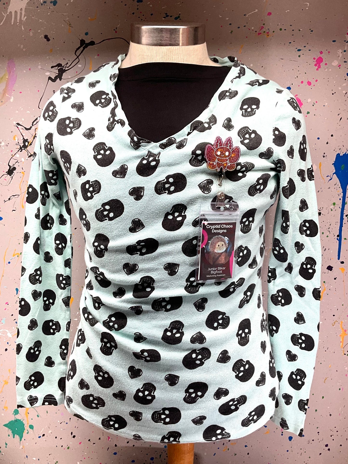 Pink & Gold Mothman Retractable Badge Reel