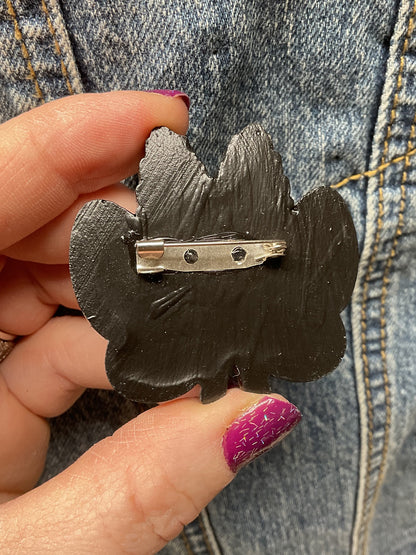 Glitter Bomb Black Mothman Pin