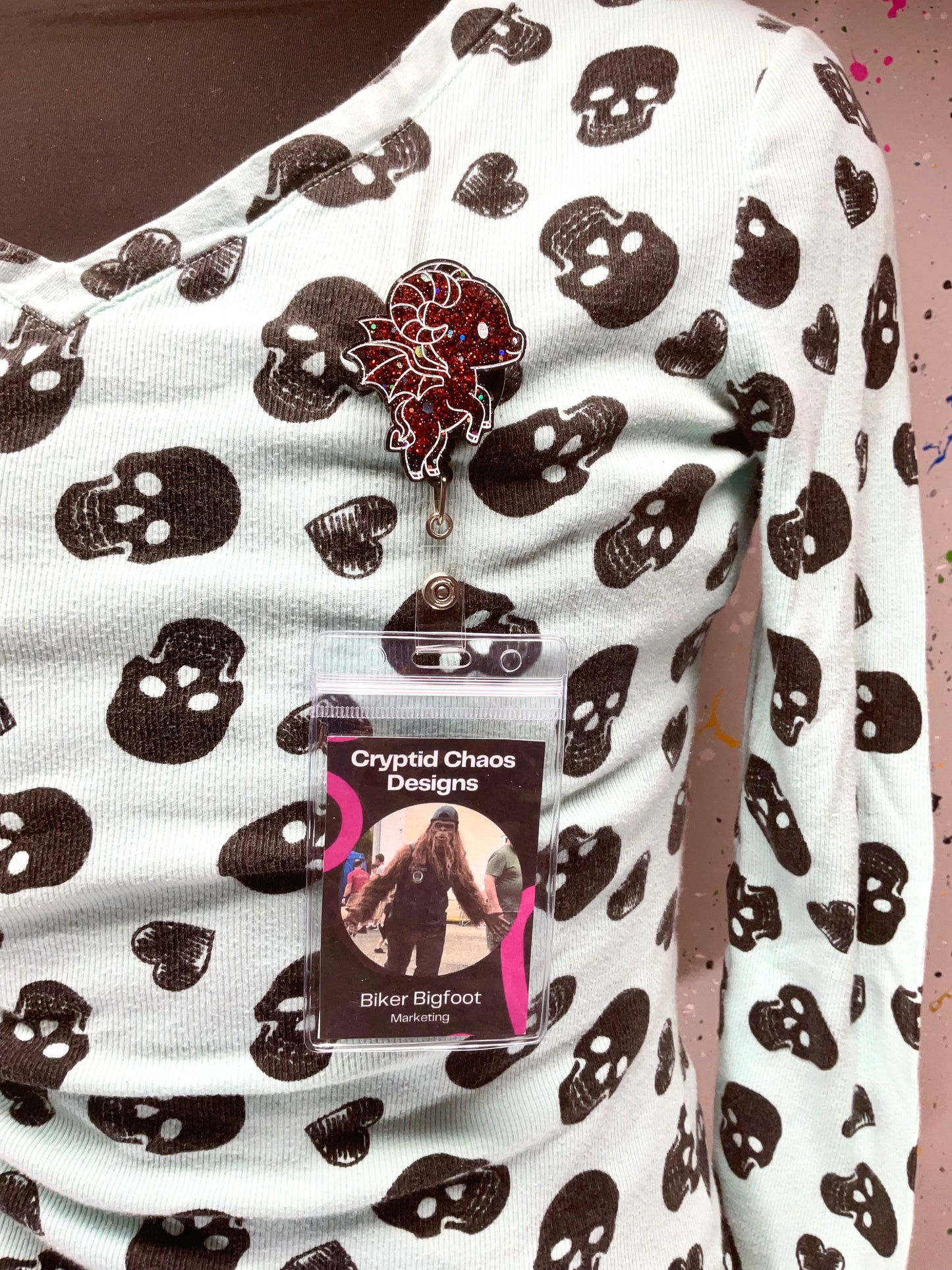 Red & Black Jersey Devil Retractable Badge Reel