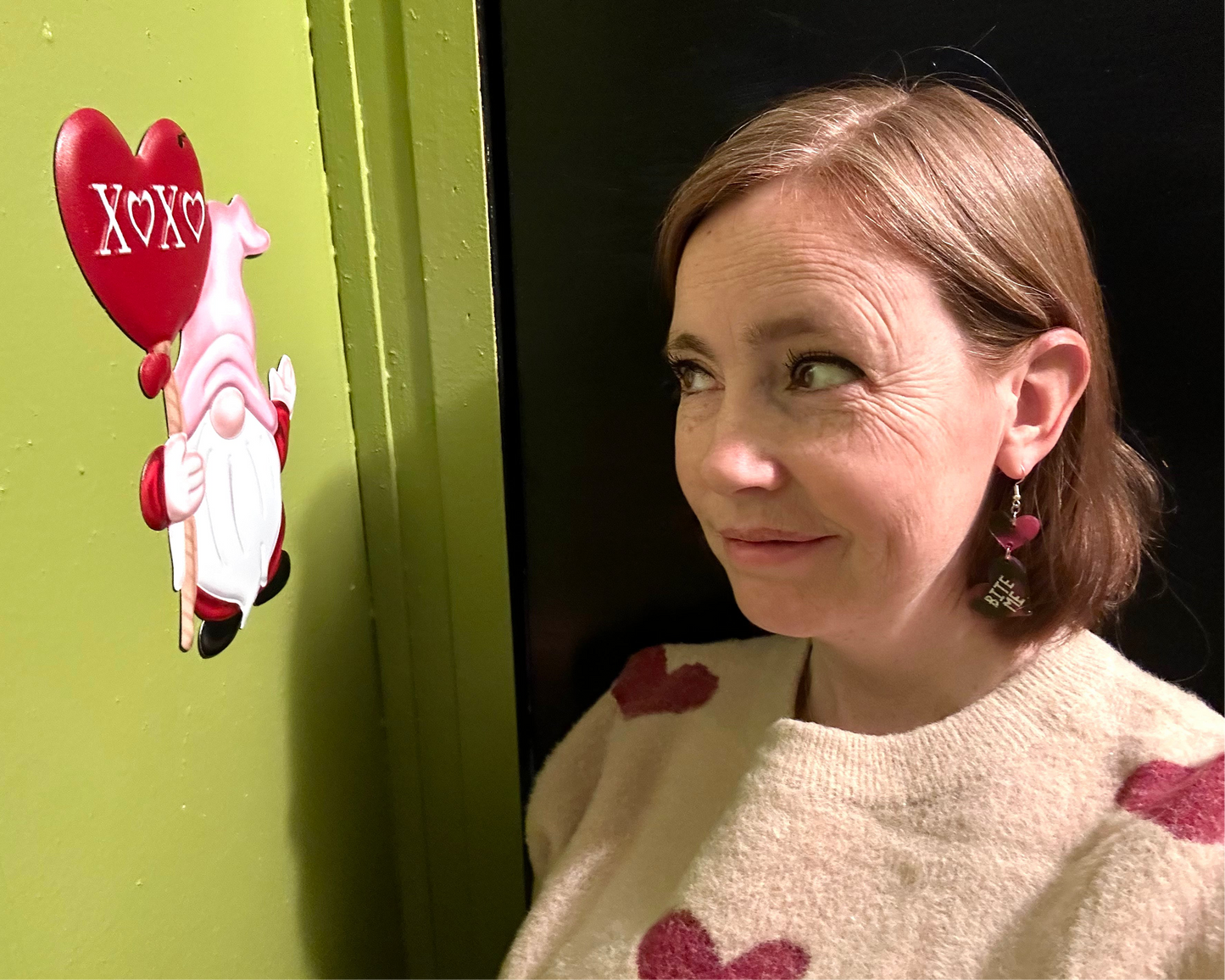 Bite Me Heart Earrings - Black Hypoallergenic