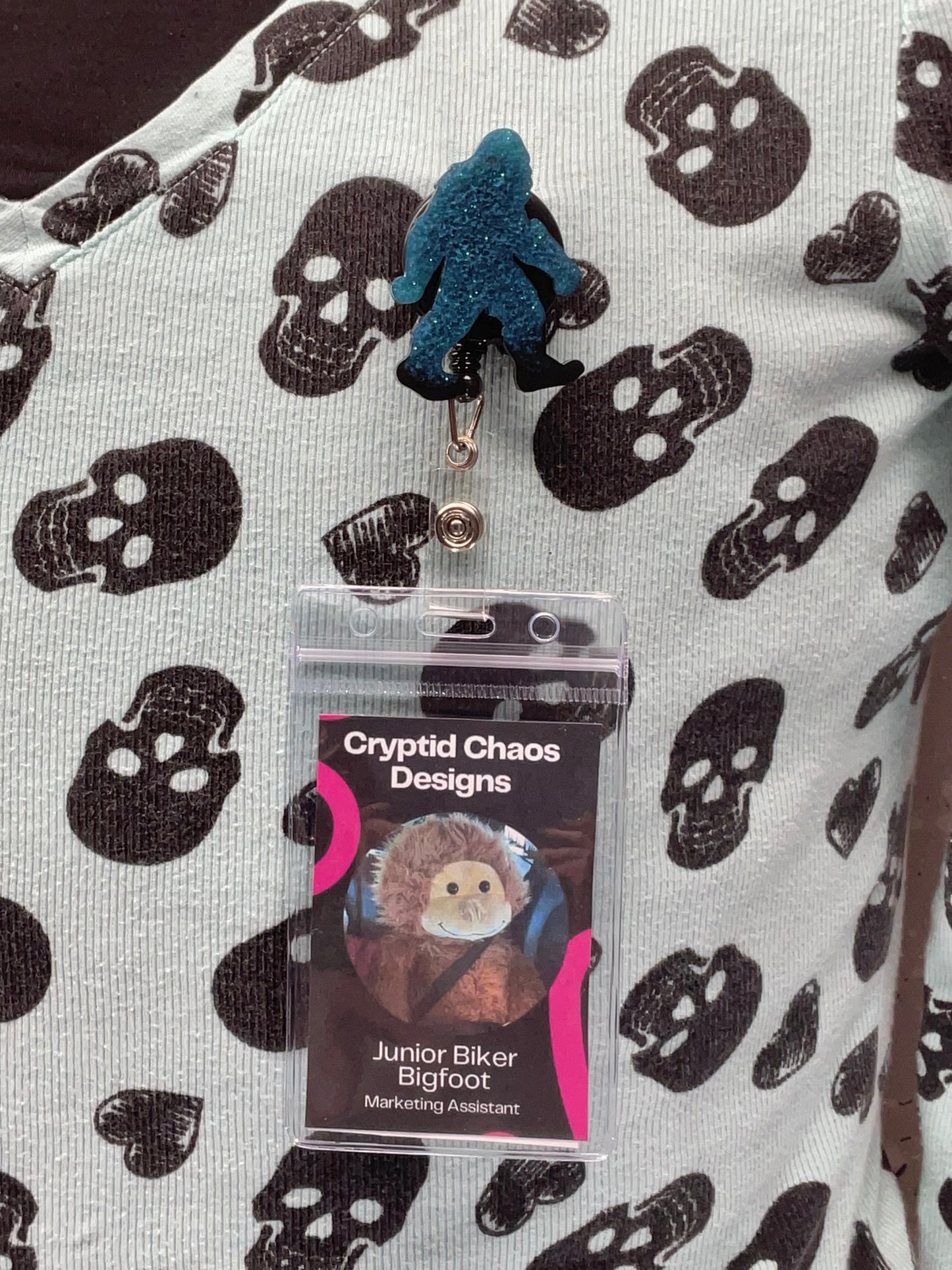 Teal Bigfoot Retractable Badge Reel