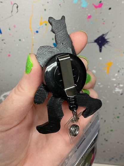 Brown & White Bigfoot Rock Hand Retractable Badge Reel