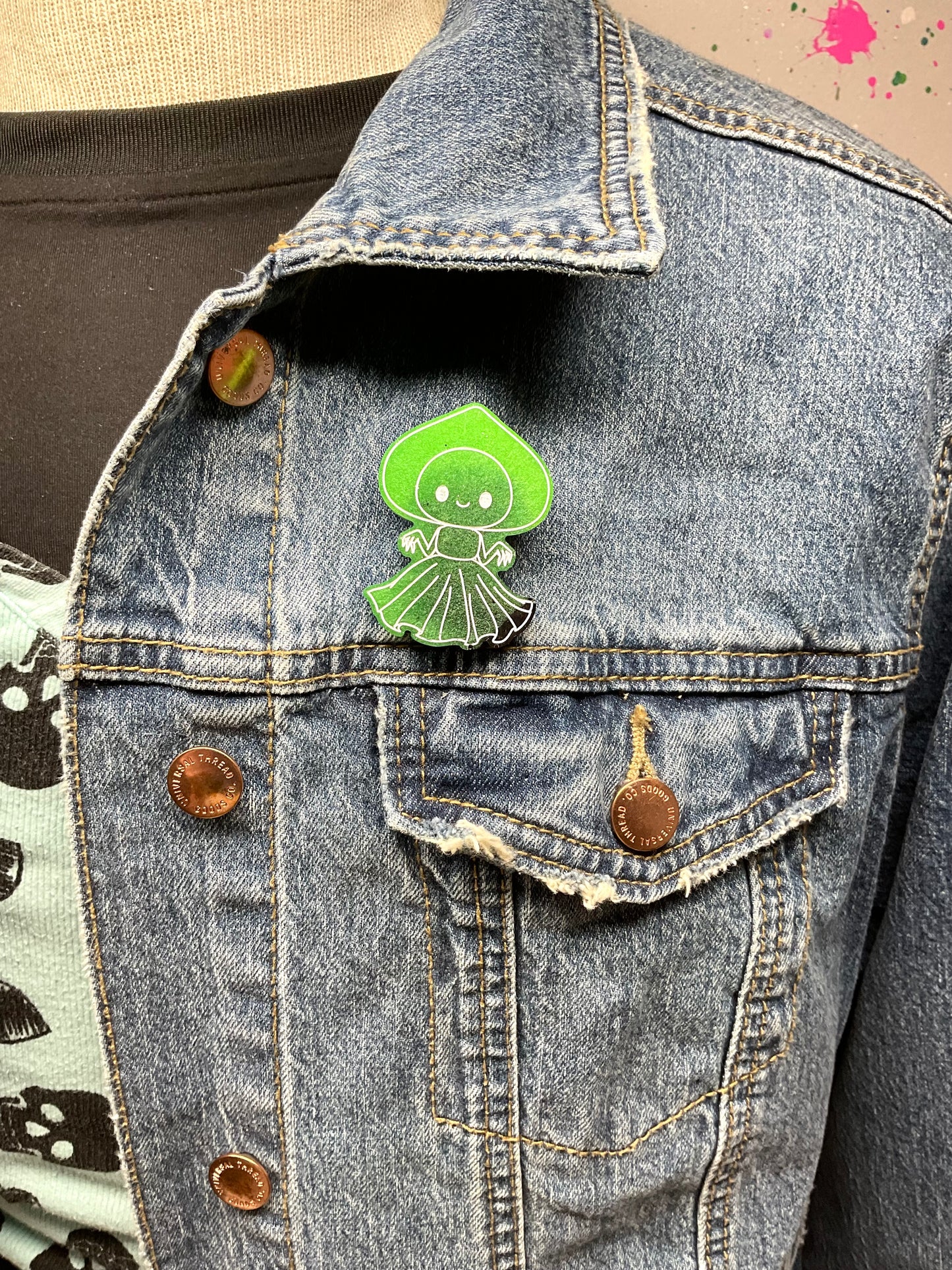 Green & Black Flatwoods Monster Pin-Glow In The Dark