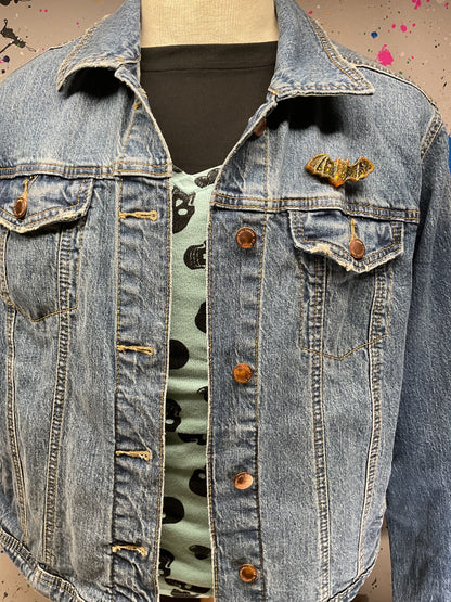 Gold Bat Pin- Glow in the Dark Glitter