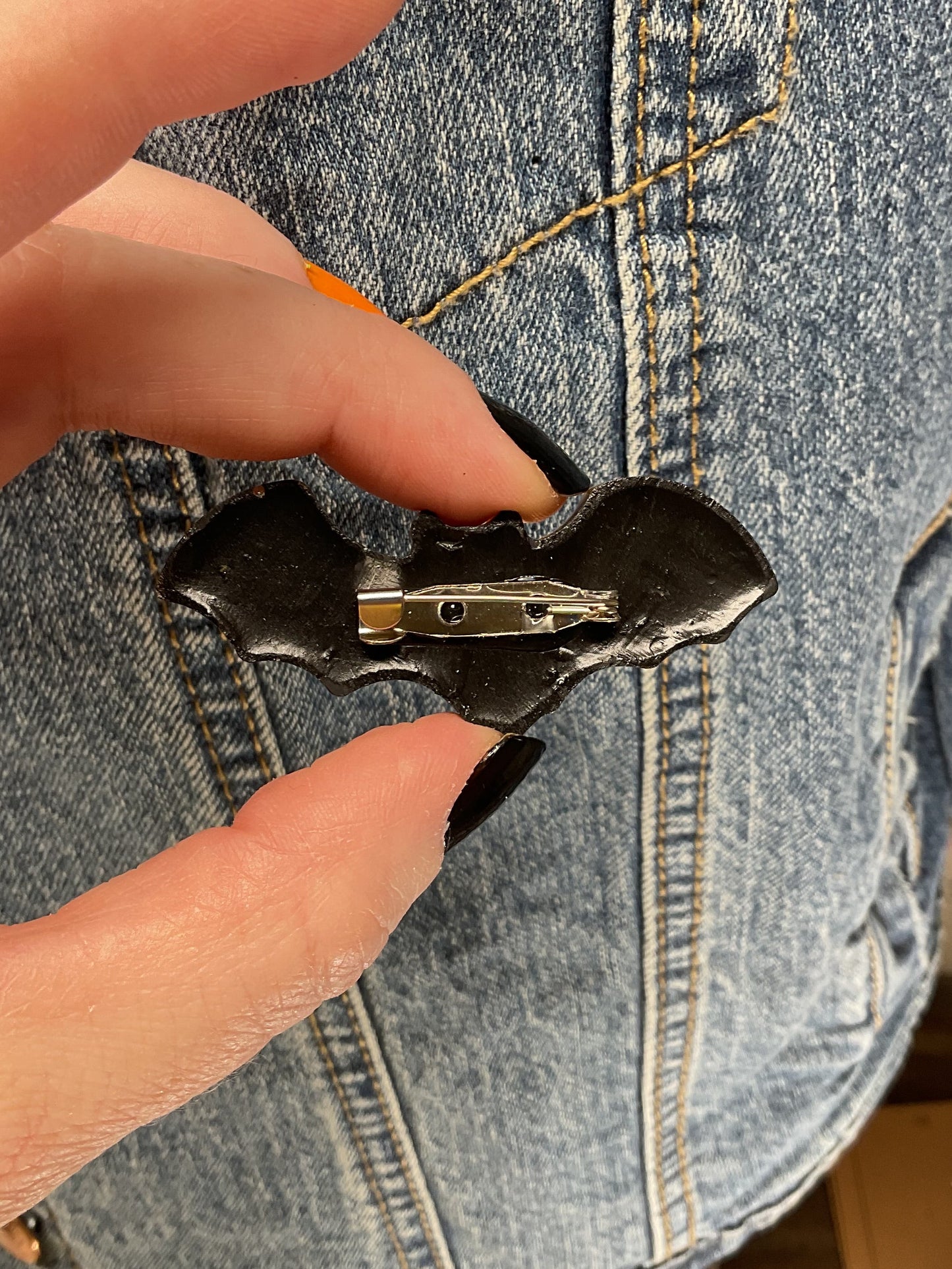 Gold Bat Pin- Glow in the Dark Glitter