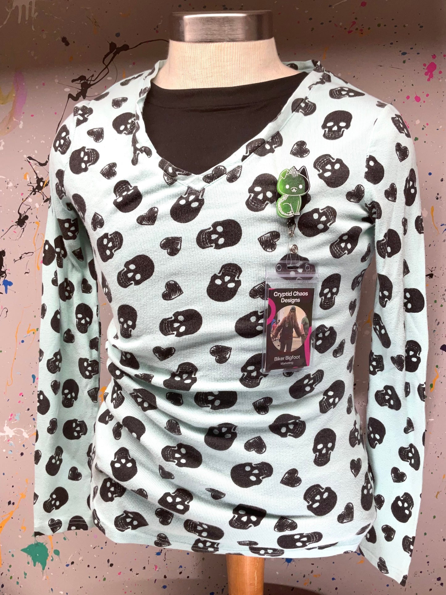 Green & Black Chupacabra Retractable Badge Reel-Glow In The Dark