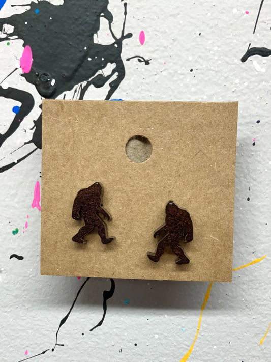 Brown Bigfoot Stud Earrings Hypoallergenic