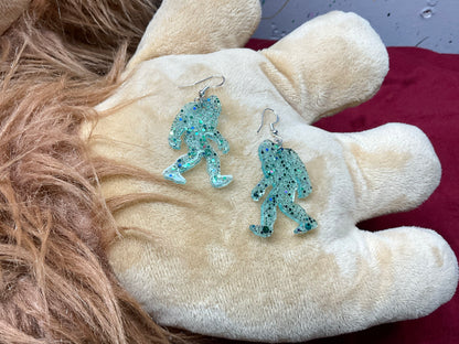 Green Bigfoot Dangle Earrings Hypoallergenic